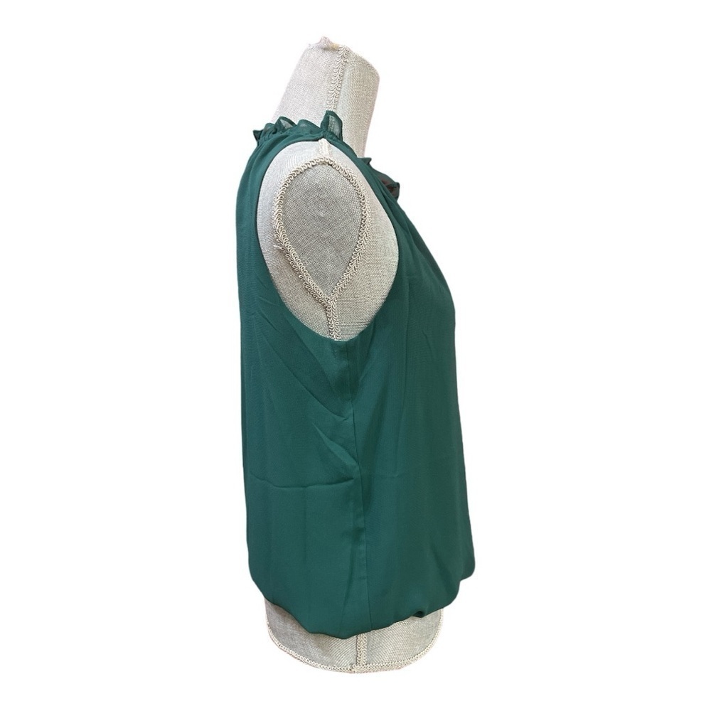 Max Studio Solid Green sleeveless V-Neck Halter Body Top size S - Picture 3 of 12